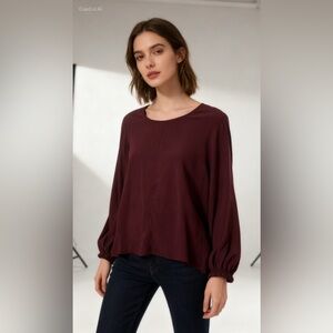 Aritzia Wilfred cropped silk blouse quarter sleeve and open slit back